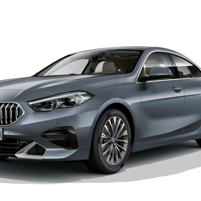 Naseaux BMW, BMW Série 2 Gran Coupé, Modèle Luxury Naseaux BMW BMW Série 2 Gran Coupé Modèle Luxury Storm Bay metallic F44, vue de trois quarts face