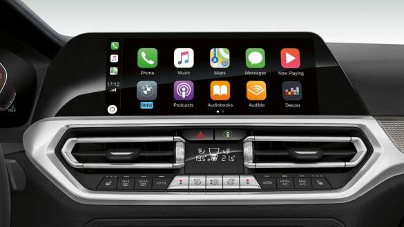 BMW 3 Series Sedan, Preparation for Apple CarPlay® Frontal close-up of the cockpit display of the BMW 3 Series Sedan with Preparation for Apple CarPlay®.
