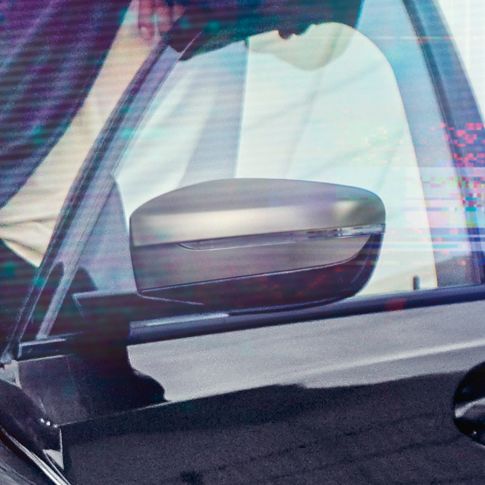 BMW Série 3 Berline, coque de rétroviseur. Détail de la portière ouverte avec coque de rétroviseur en Ceriumgrau metallic.