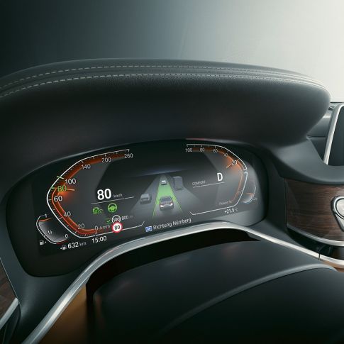 BMW Série 7 Berline : BMW Live Cockpit Professional BMW Série 7 Berline : vue en gros plan du BMW Live Cockpit Professional