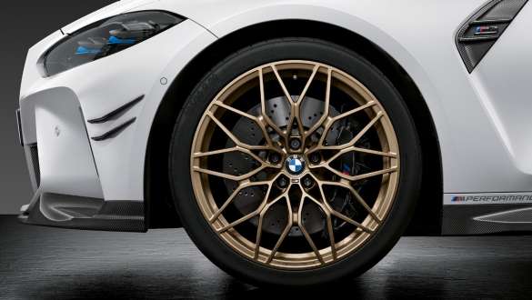 Jante forgée M Performance 20"/21" 1000 M Frozen Goldbronze BMW M3 Berline G80 2020 BMW M3 Berline G80 2020 BMW M3 20"/21" Jantes forgées M Performance 1000 M Frozen Goldbronze, vue en gros plan