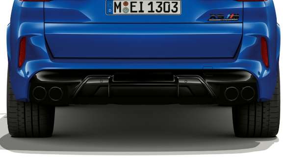 Système d'échappement M sport de la F95 Système d’échappement M sport, en Marina Bay Blau metallic, F95 2020 SUV, vue arrière