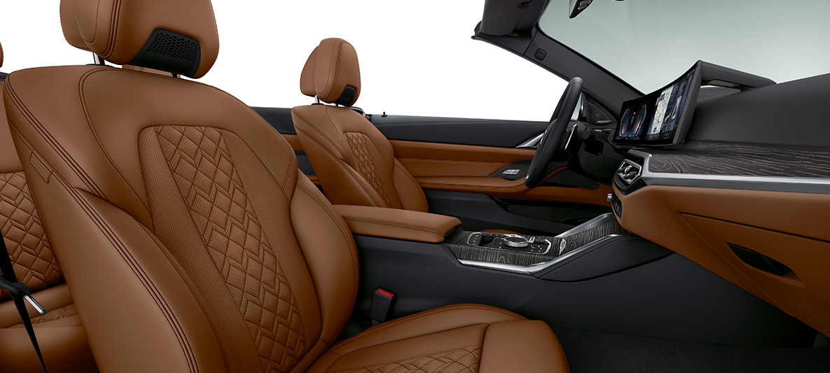 BMW Individual revêtement intérieur tout cuir Merino Tartufo BMW Série 4 Cabriolet Individual 2020 G23, habitacle BMW Individual revêtement intérieur tout cuir Merino Tartufo BMW Série 4 Cabriolet Individual G23 2020, poste de conduite
