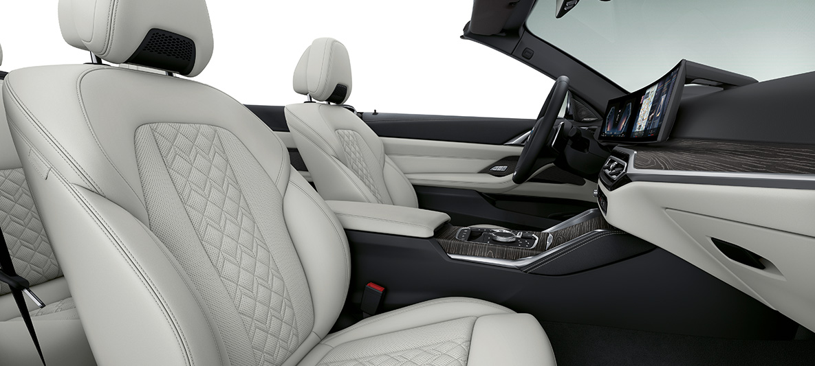 BMW Individual revêtement intérieur tout cuir Elfenbeinweiß BMW Série 4 Cabriolet Individual G23 2020 intérieur BMW Individual revêtement intérieur tout cuir Merino Elfenbeinweiß BMW Série 4 Cabriolet Individual G23 2020, habitacle