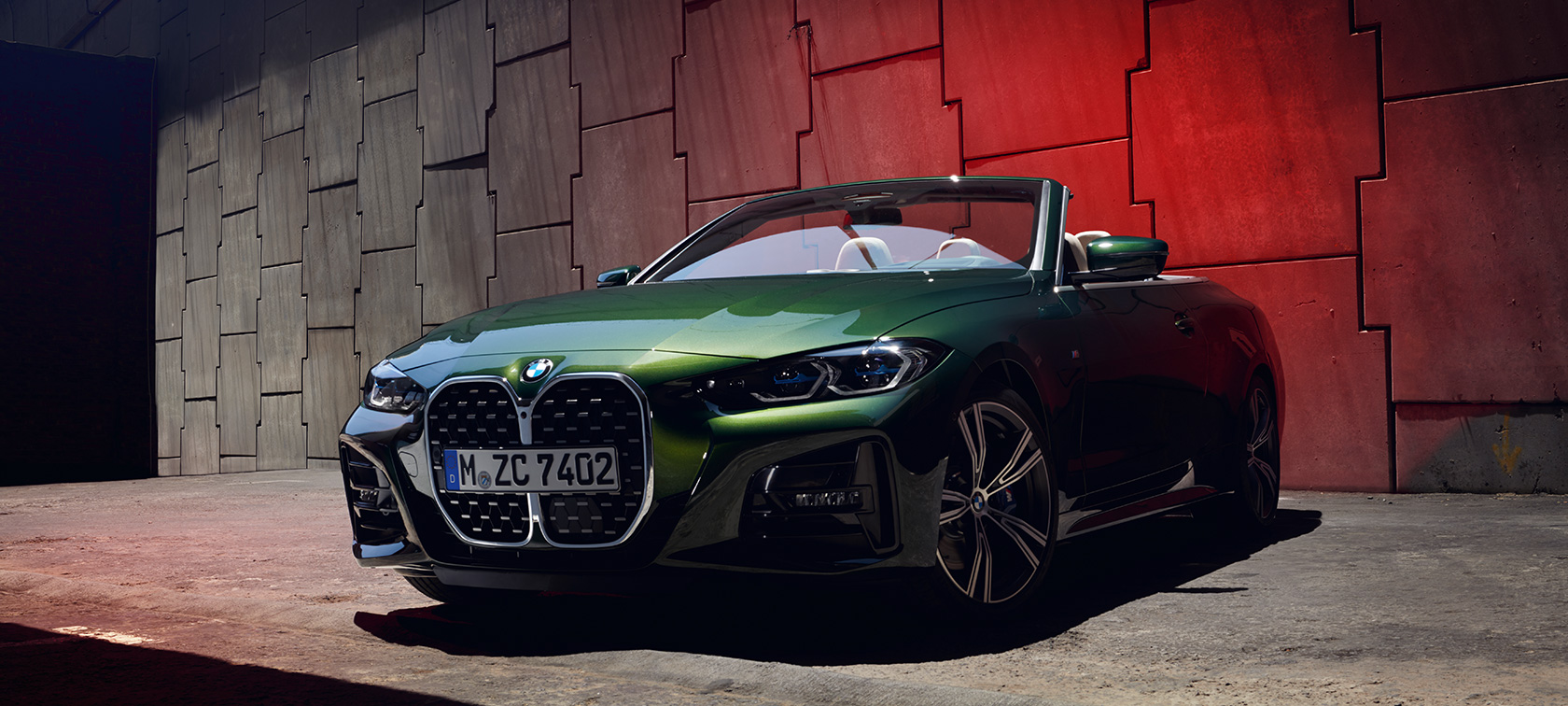 BMW Série 4 Cabrio G23 2020 Sanremo Green metallic, vue de trois quarts avant 
