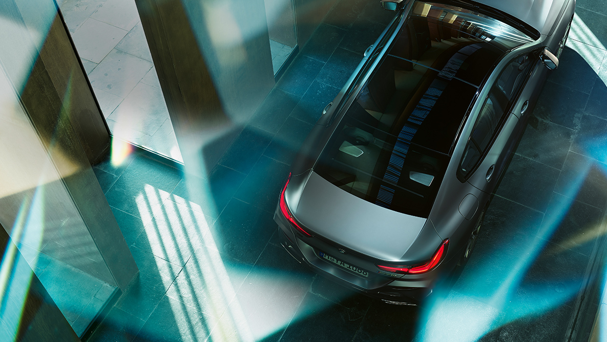 Toit vitré panoramique avec grandes surfaces vitrées BMW Série 8 Gran Coupé, toit vitré panoramique avec grandes surfaces vitrées
