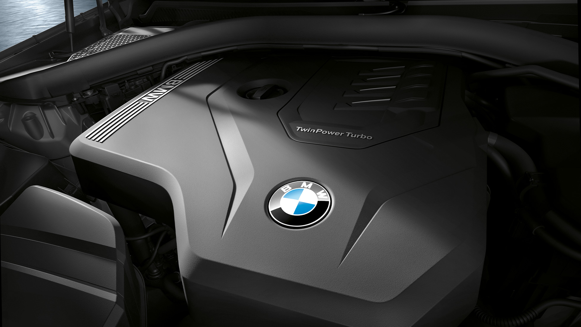 Moteur de la BMW M340i xDrive Berline Moteur de la BMW M340i xDrive Berline G20 Saphirschwarz metallic vue en gros plan