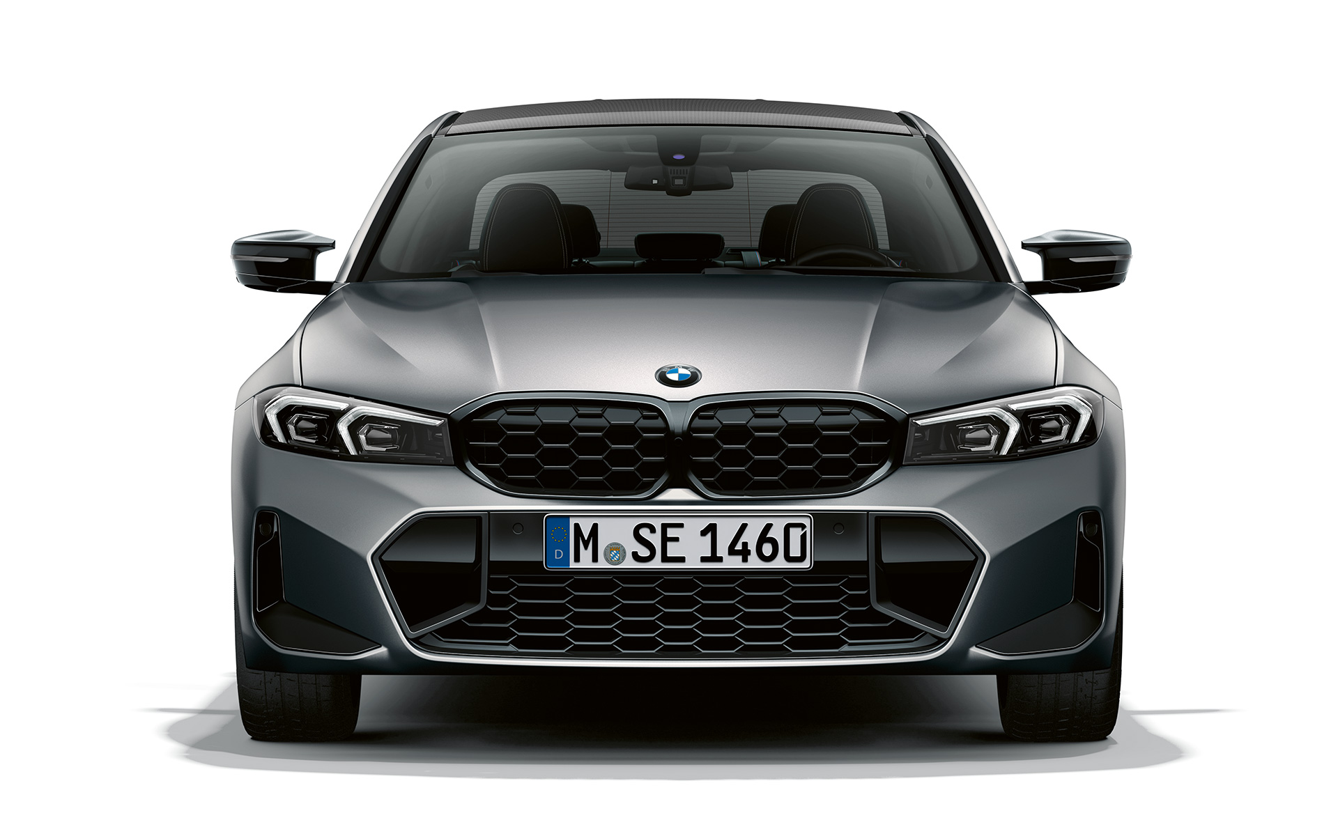 Vue avant calandres BMW BMW M340i xDrive Berline G20 BMW M340i xDrive Berline G20 2020 BMW Individual Frozen Pure Grey métallisé vue avant avec calandres BMW