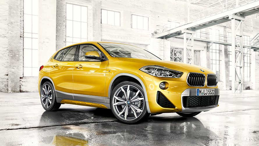 BMW X2 F39 first generation three-quarter front view on the street BMW X Series BMW X2 F39 first generation three-quarter front view on the street