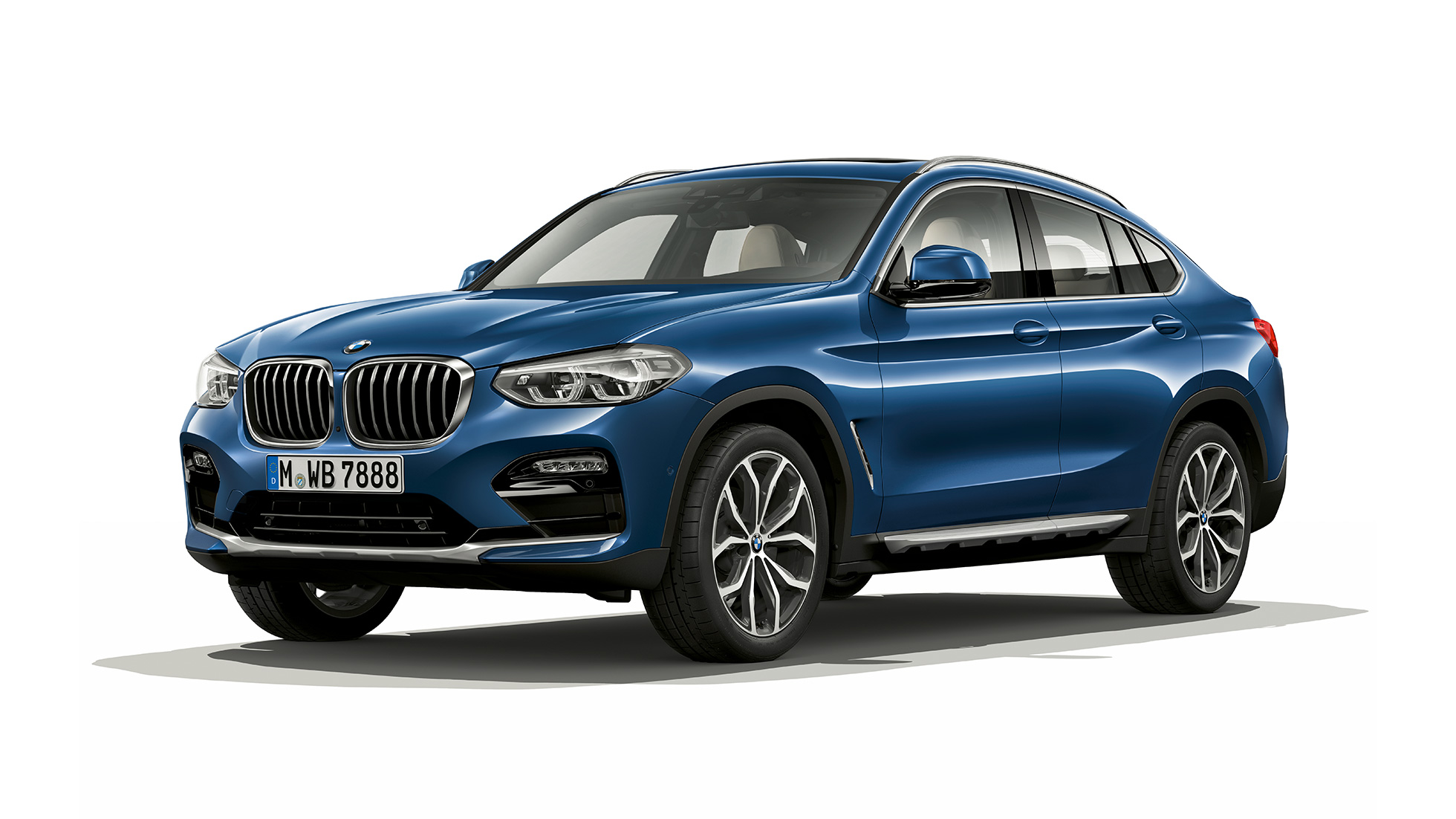 BMW X4 Modèle xLine vue de trois quarts avant Modèle xLine G02 2018 en Phytonicblau, vue de trois quarts avant