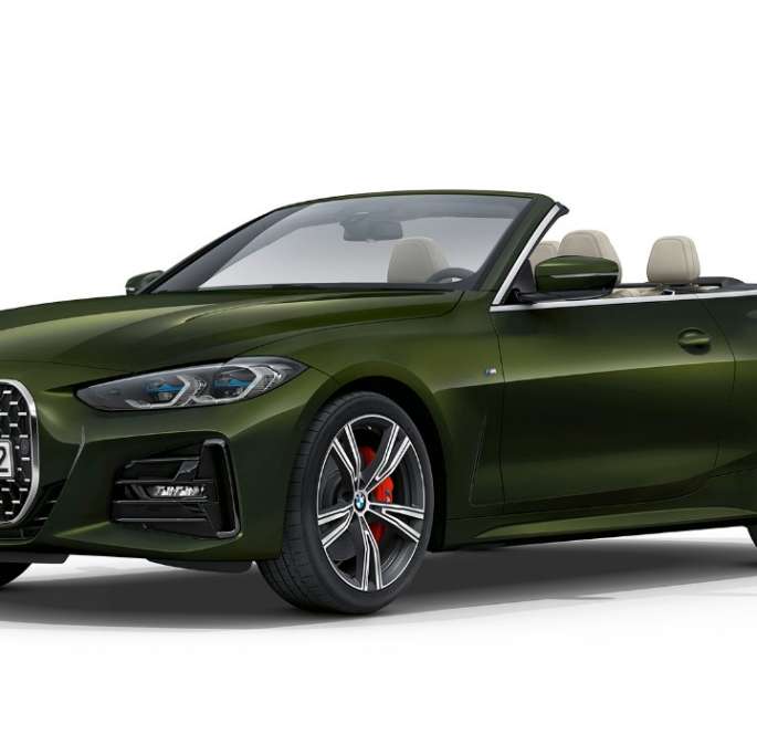 BMW Série 4 Cabriolet G23 2020, Modèle M Sport Sanremo Green metallic, vue de trois quarts avant